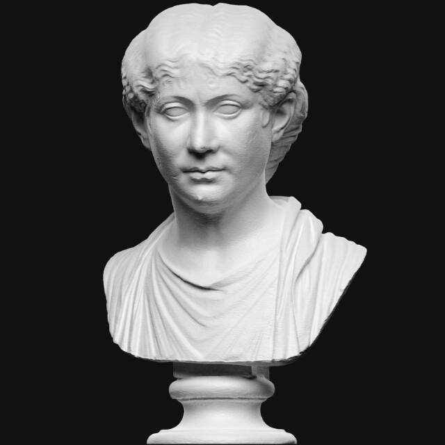 Portrait of a Roman lady, centre-parted wavy hair gathered at the nape 3D model by SMK, National Gallery of Denmark