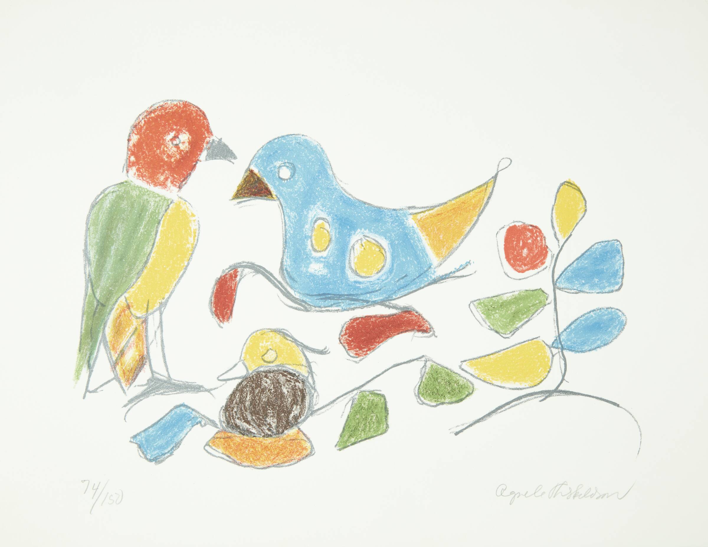 Komposition med tre fugle, Agnete Therkildsen, 1988-1992