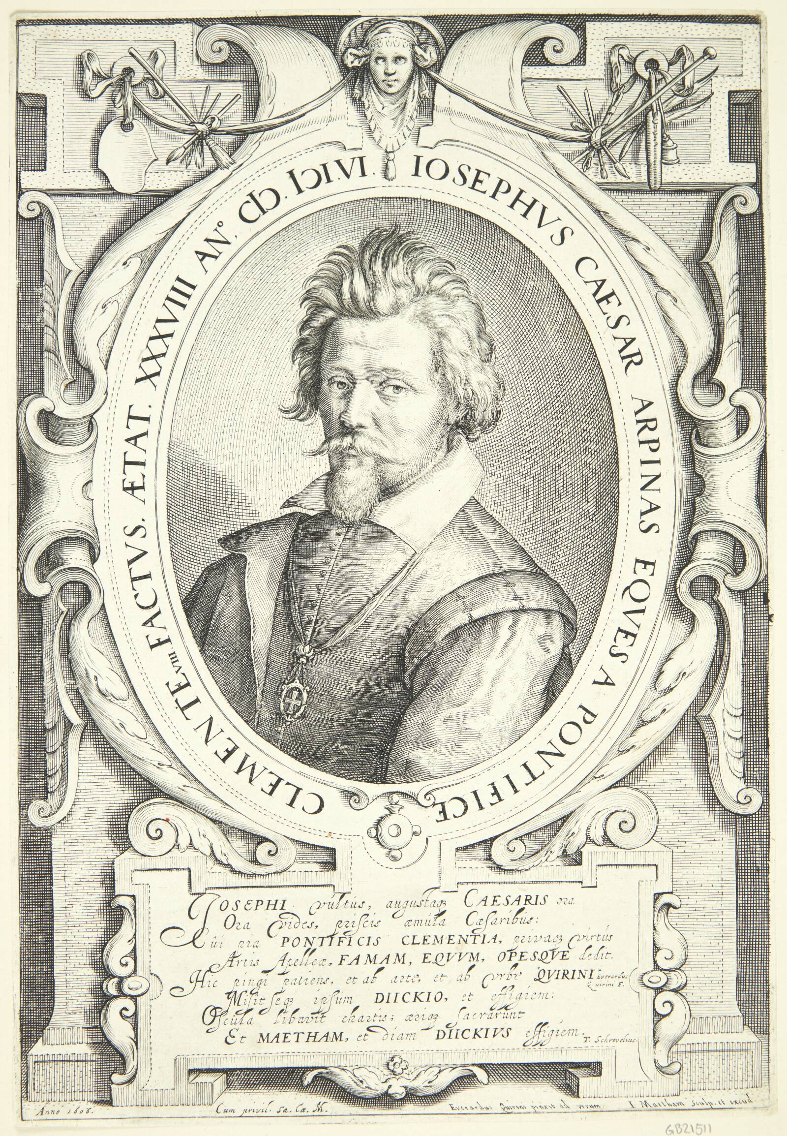 Portræt af Giuseppe Cesari, Jacob Matham, 1606