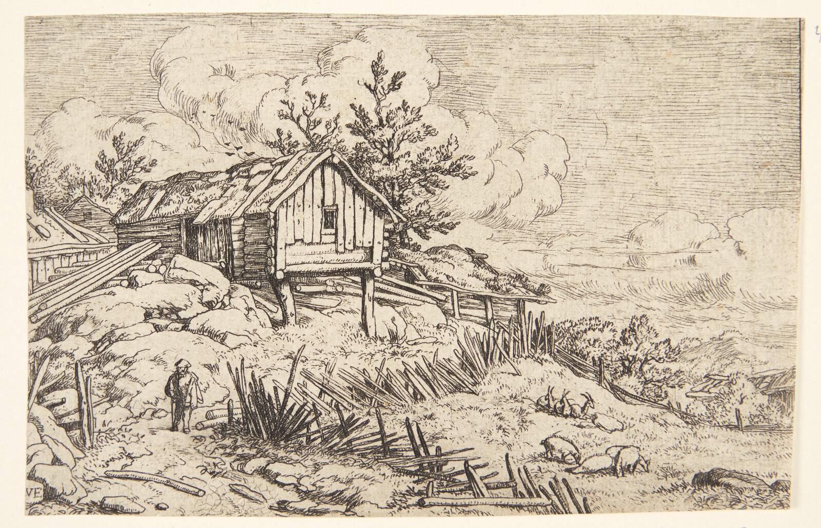 Mand ved et forfaldent hegn, Allaert van Everdingen, 1621-1675