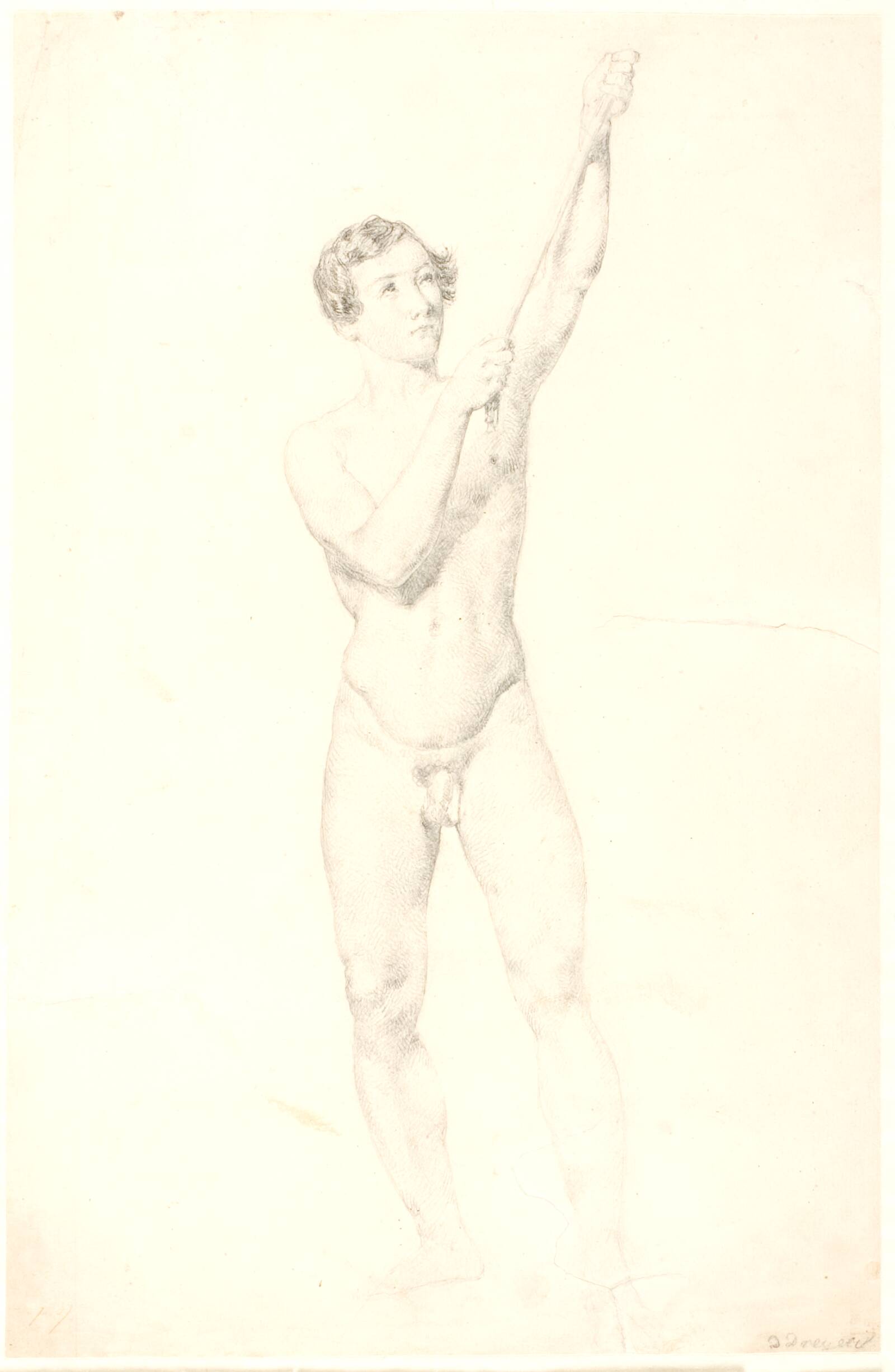 Stående mandlig model, Dankvart Dreyer, 1833-1837