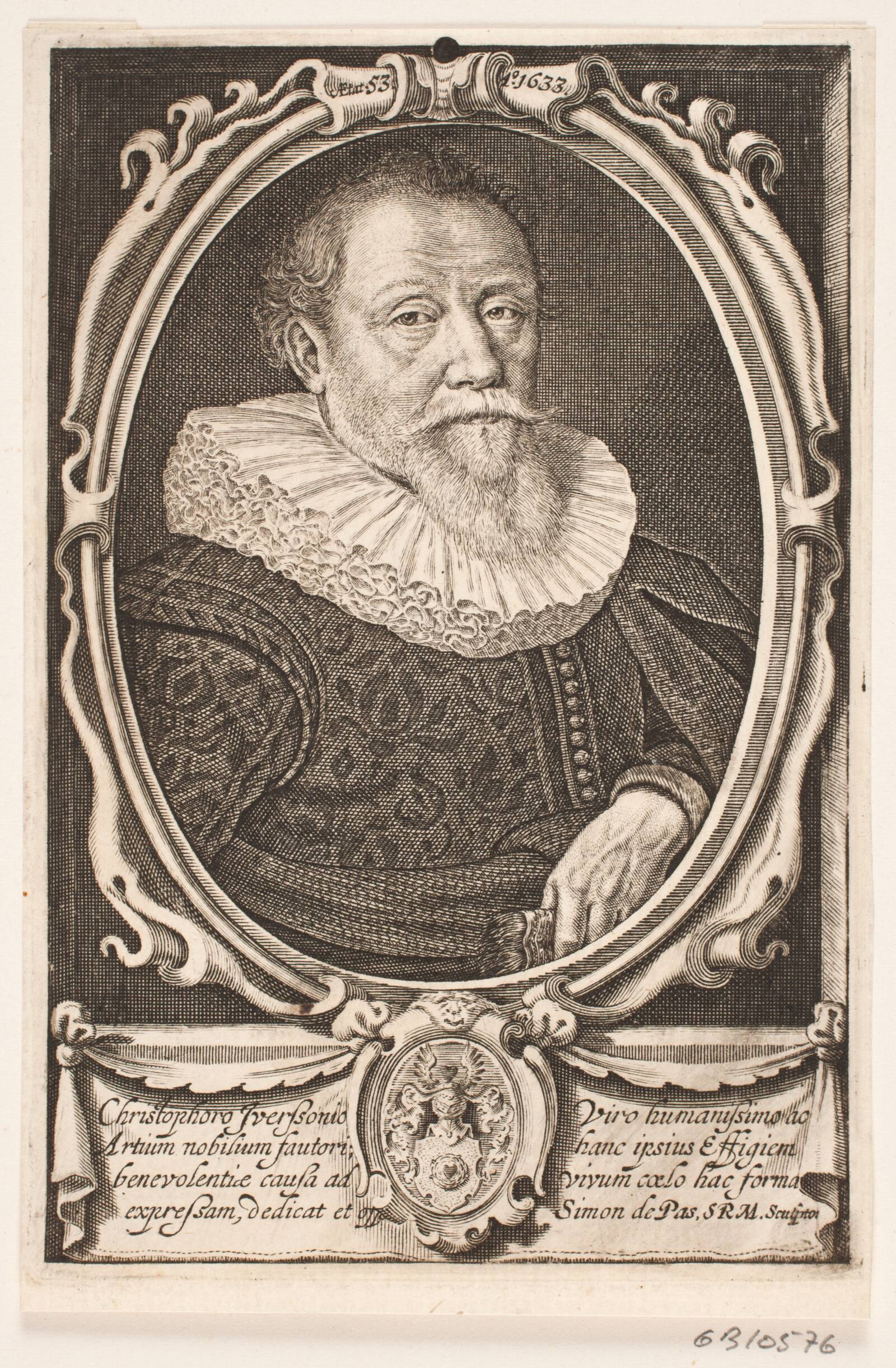 Christopher Iversen, kongelig renteskriver, Simon de Pas, 1633
