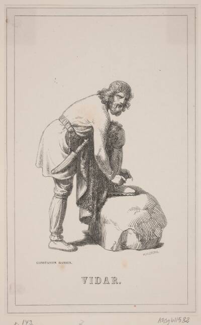 Vidar. Illustration til Fabricius' Danmarks historie 1, 143.