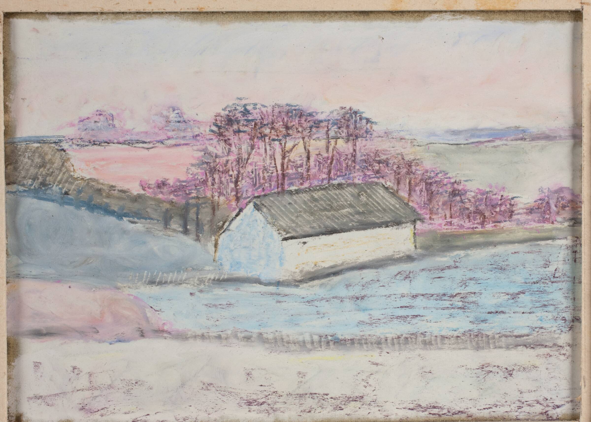 Vinterlandskab med et bondehus, Henrik Starcke, 1899-1973