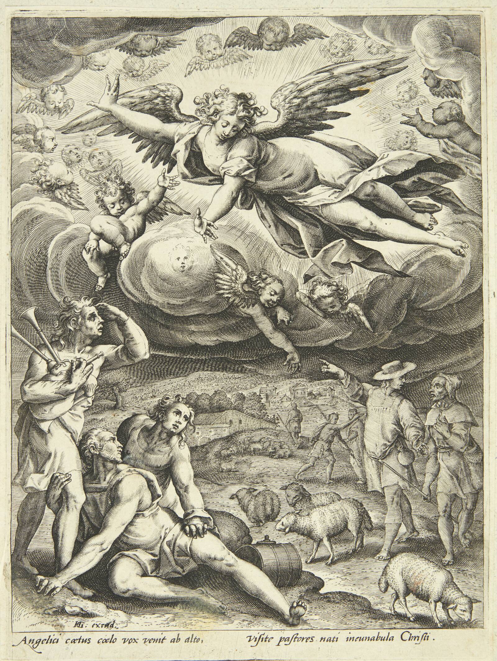 Hyrdernes bebudelse, Adriaen Collaert, 1586