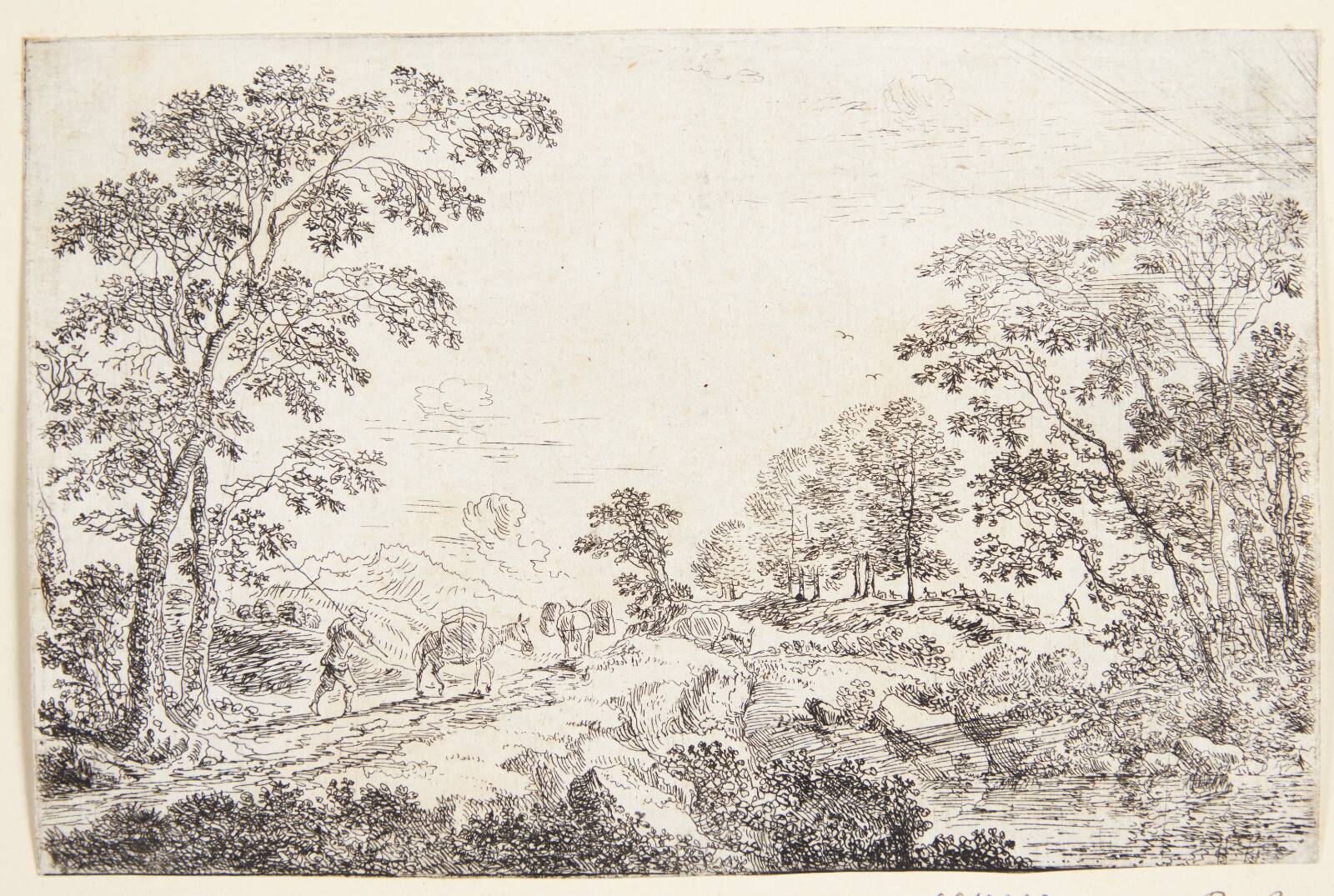 Landskab med en muldyrdriver, Cornelis Matthieu, 1637-1656