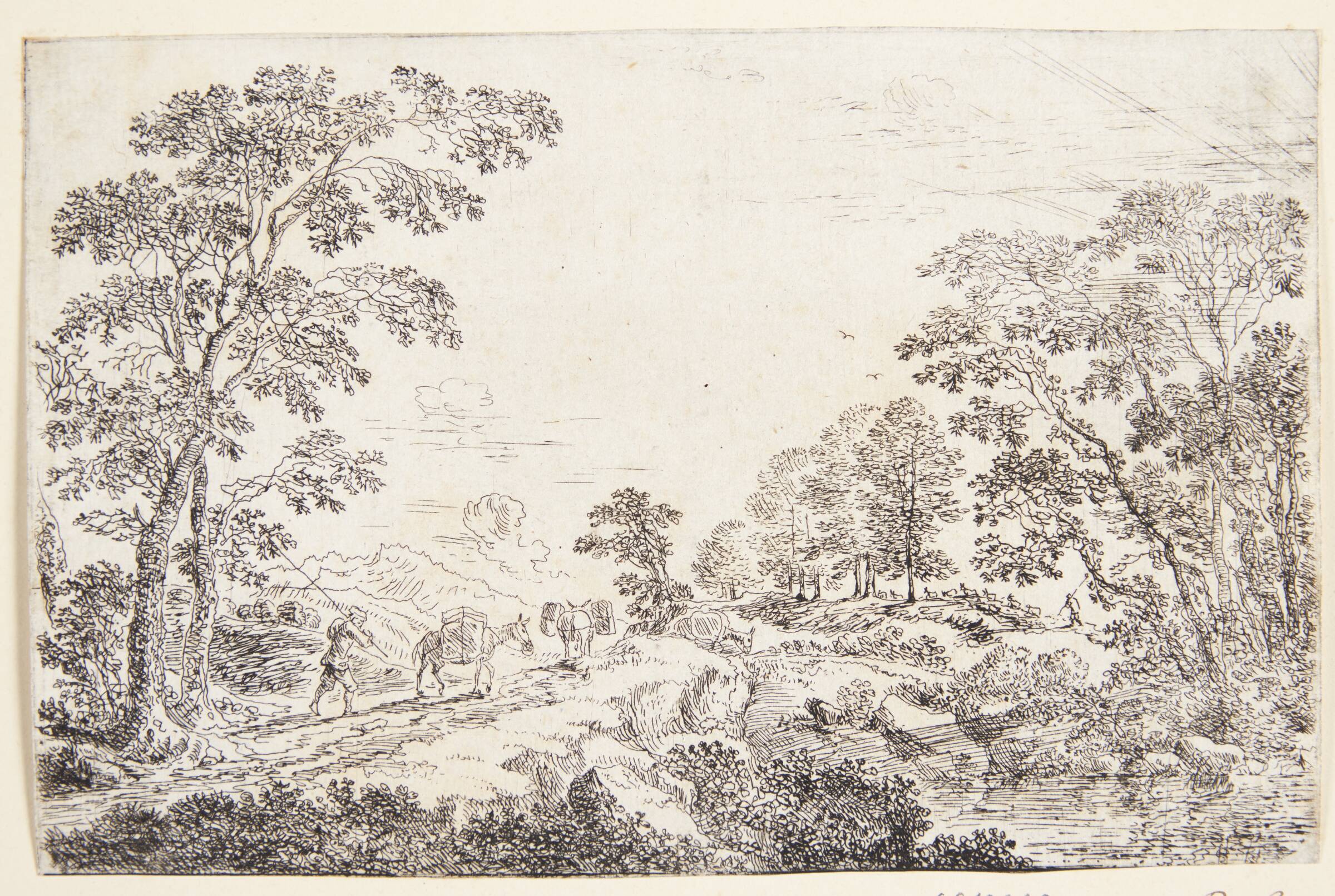Landskab med en muldyrdriver, Cornelis Matthieu, 1637-1656
