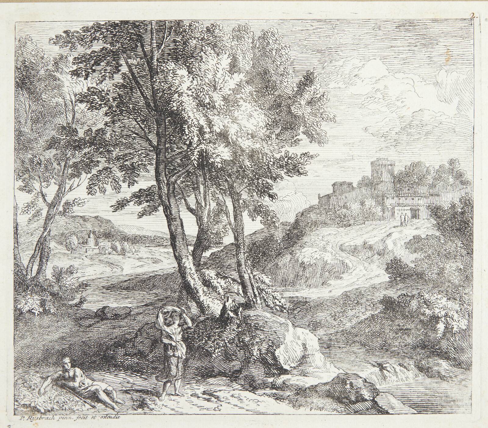Landskab med kvinde og mand, Pieter Rijsbraeck, 1655-1729