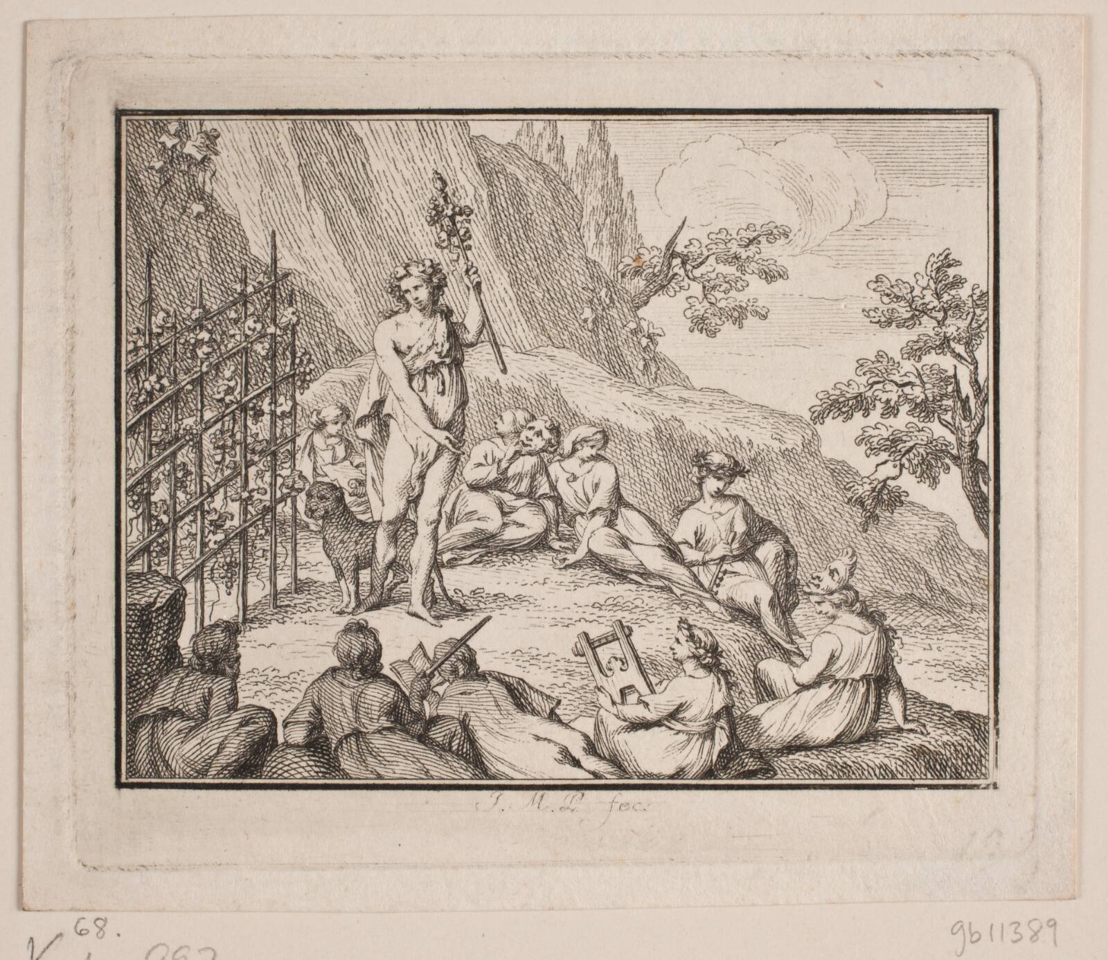 Vignet. Bacchus og muserne, J.M. Preisler, 1715-1794
