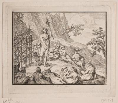 Vignet. Bacchus og muserne
