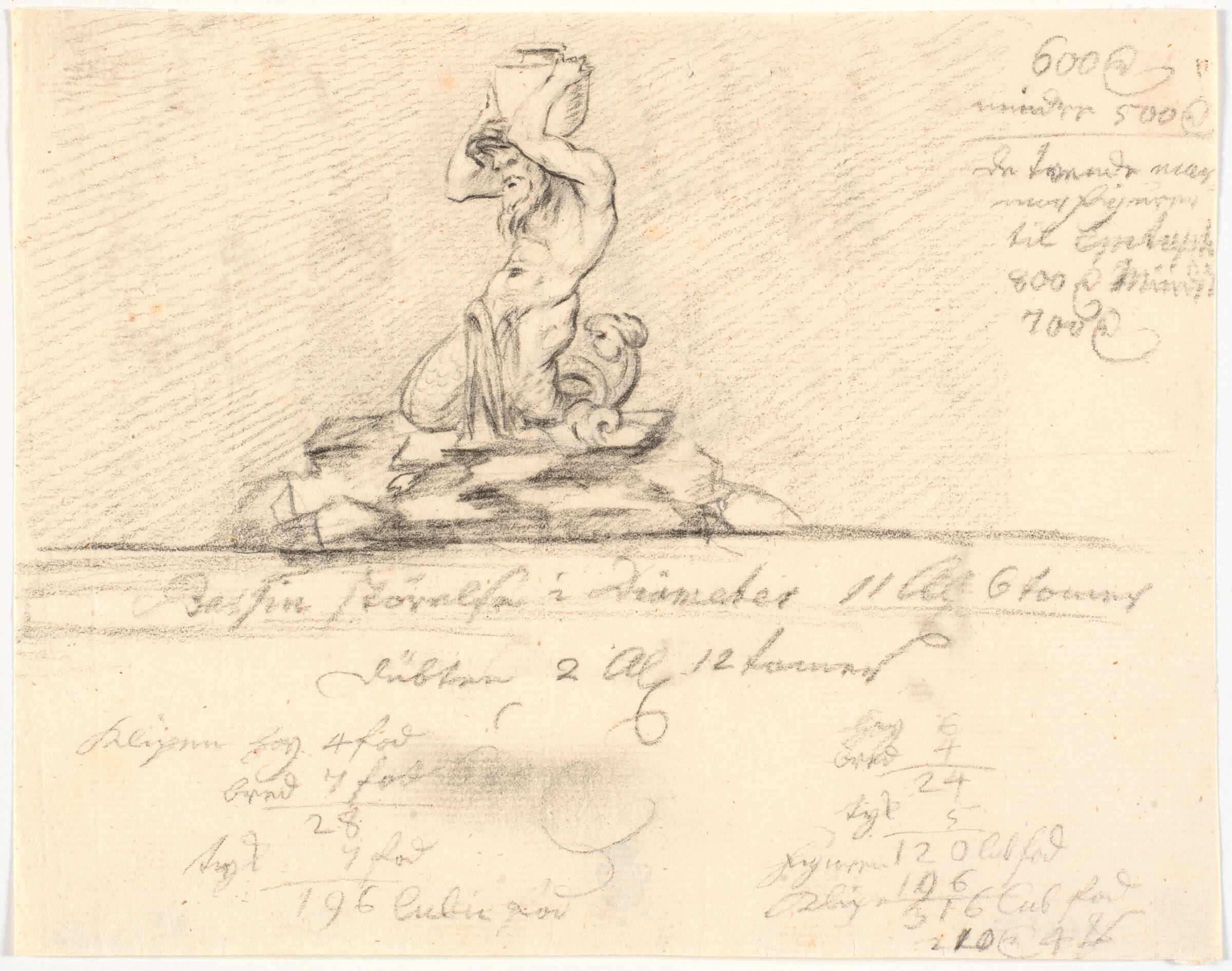Udkast til springvand med triton, Johannes Wiedewelt, 1731-1802