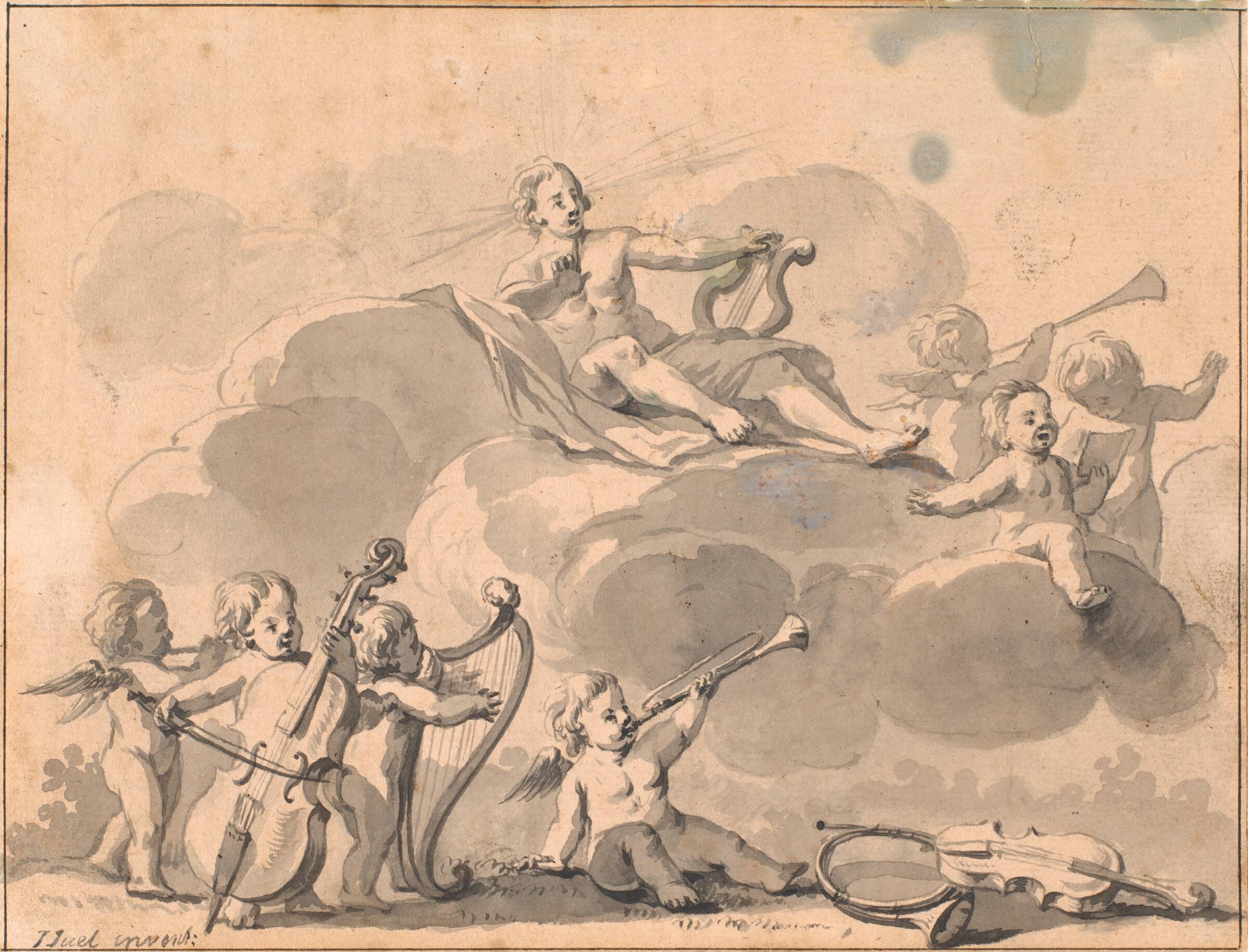 Apollon og musicerende genier, Jens Juel, 1764