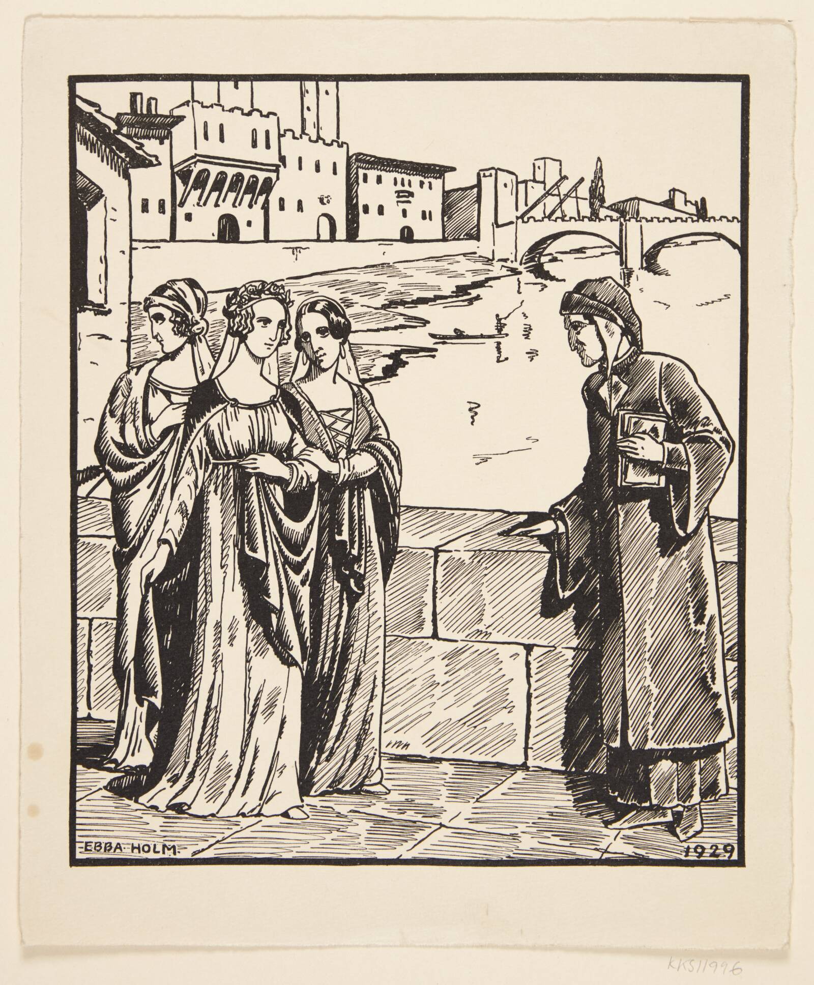 Dantes møde med Beatrice, Ebba Holm, 1929