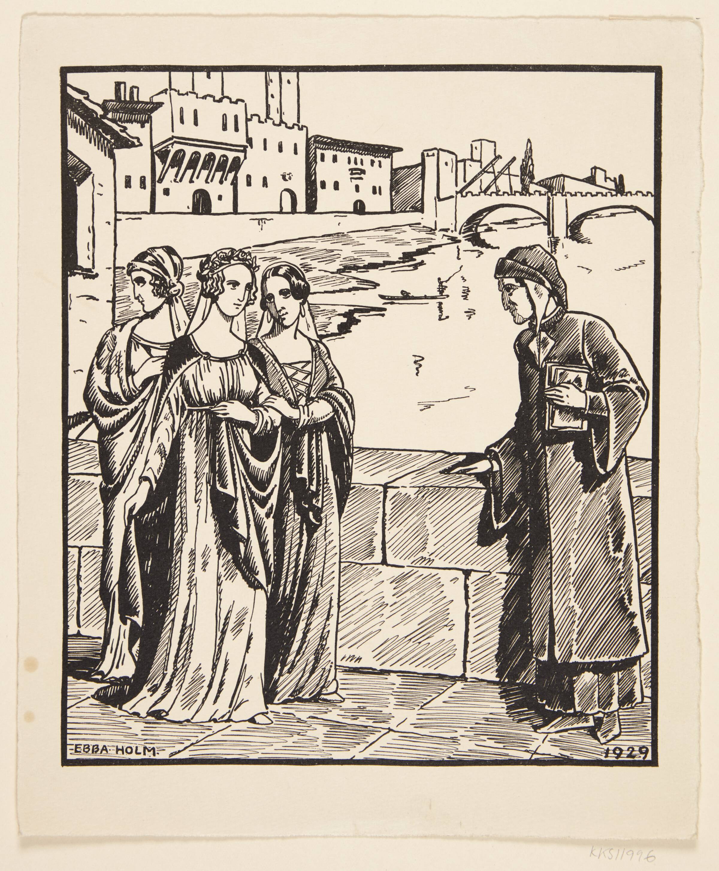 Dantes møde med Beatrice, Ebba Holm, 1929