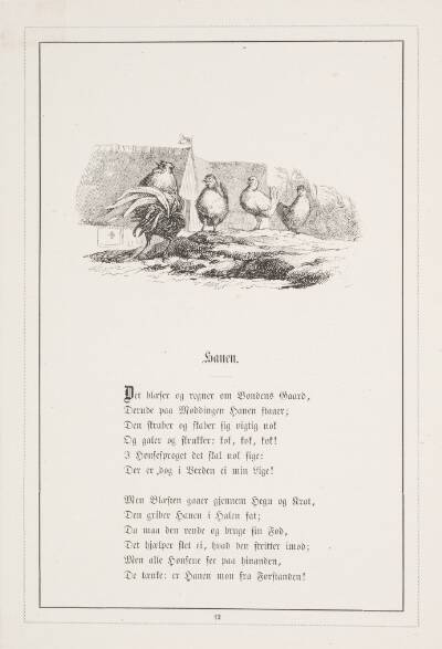Hanen. Illustration til H.V. Kaalund, "Fabler for Børn"