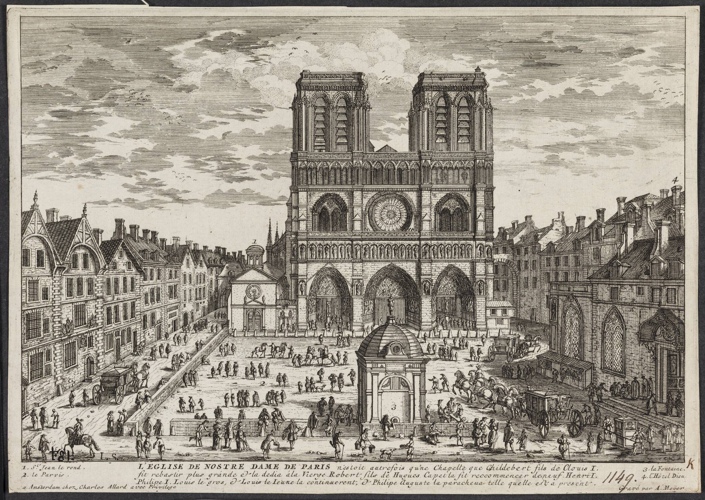 Prospekt af Notre-Dame i Paris (L'Eglise de Nostre Dame de Paris...), Aldert Meyer, 1663-1693