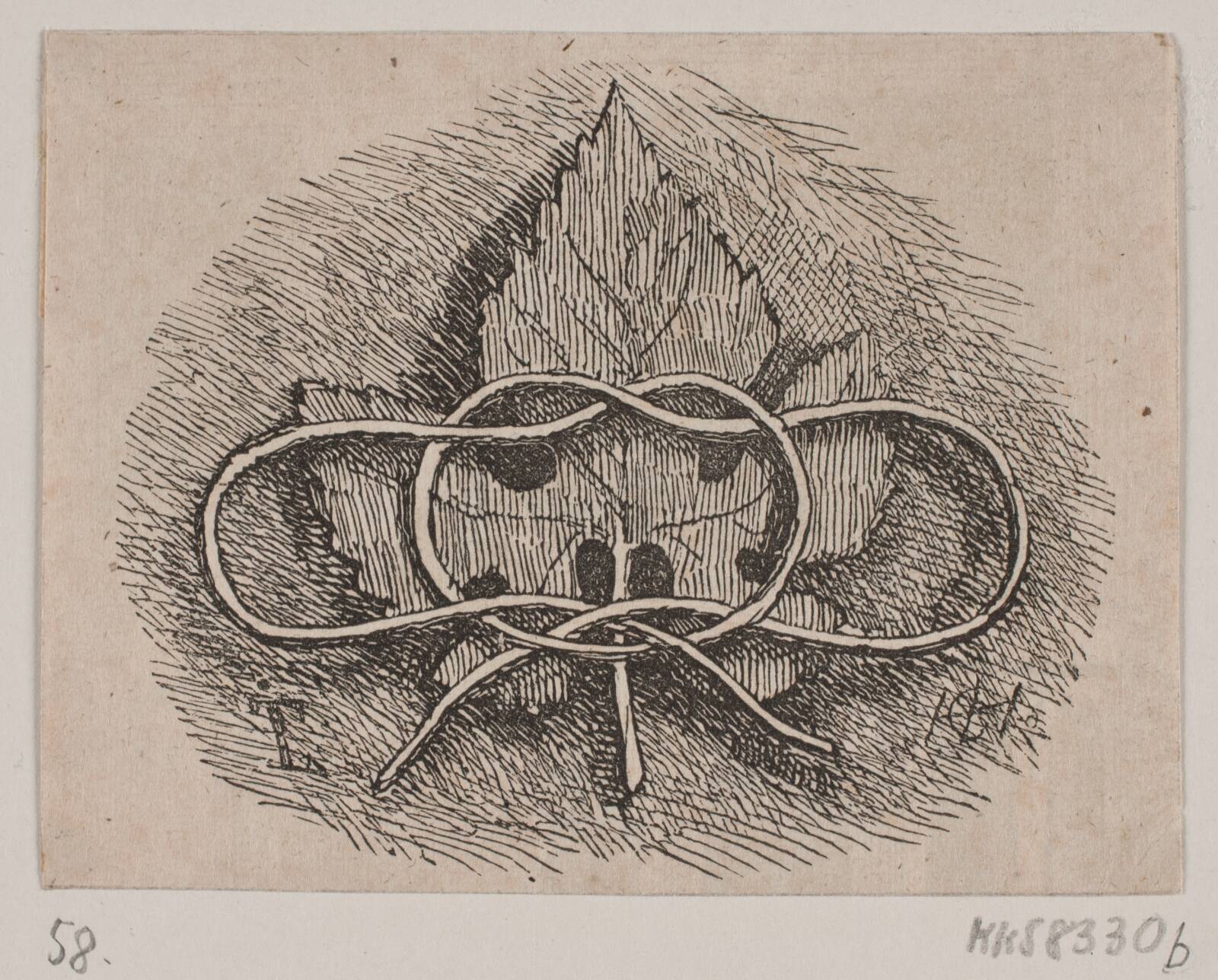 Trådslyngning over et blad, H.C. Henneberg, 1843