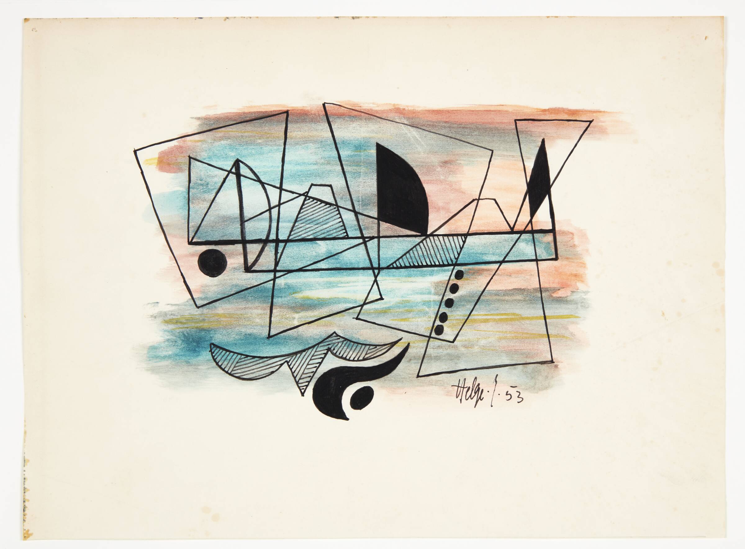 Abstrakt komposition, Helge Jacobsen, 1953