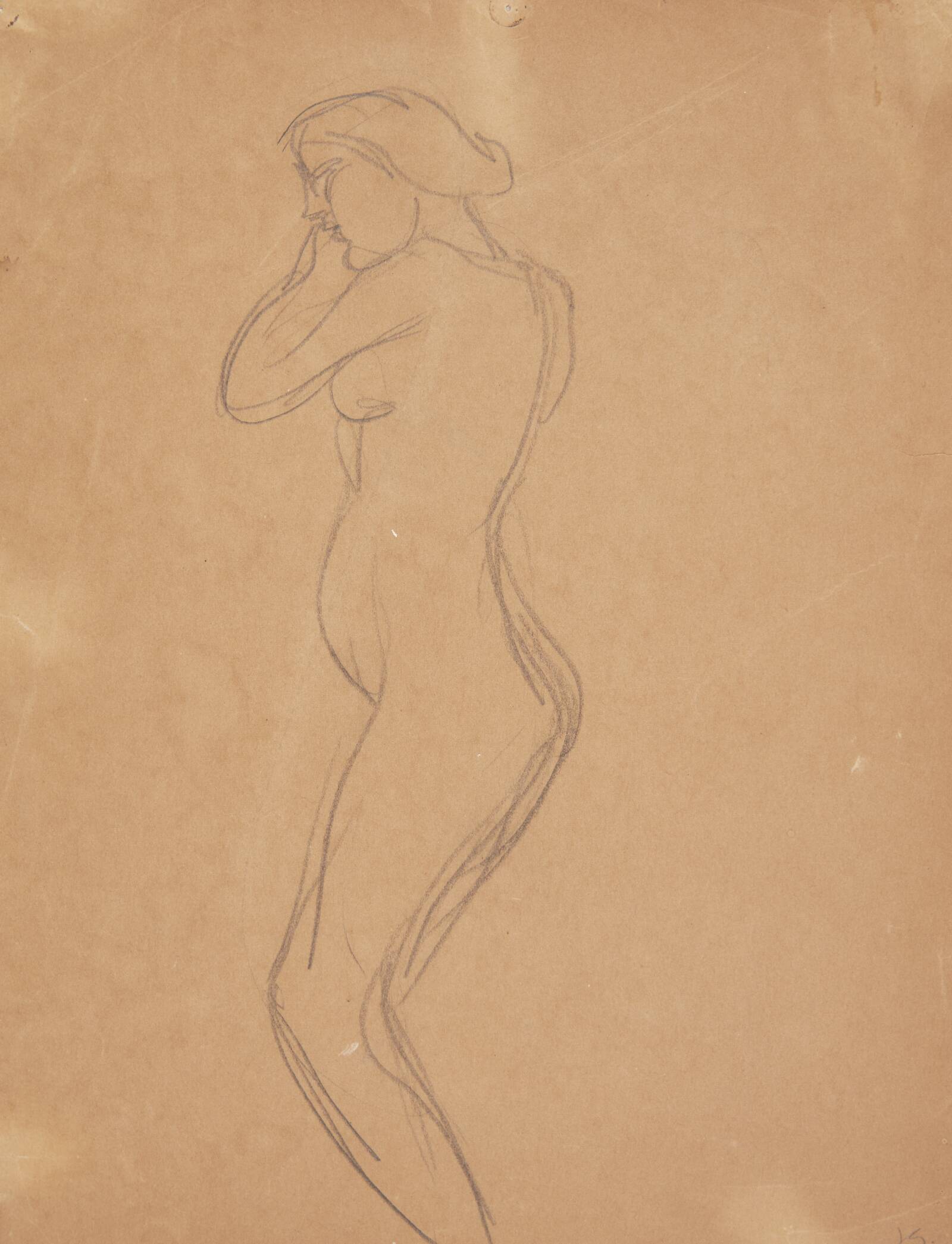 Stående kvindelig model set i profil, Harald Giersing, 1881-1927