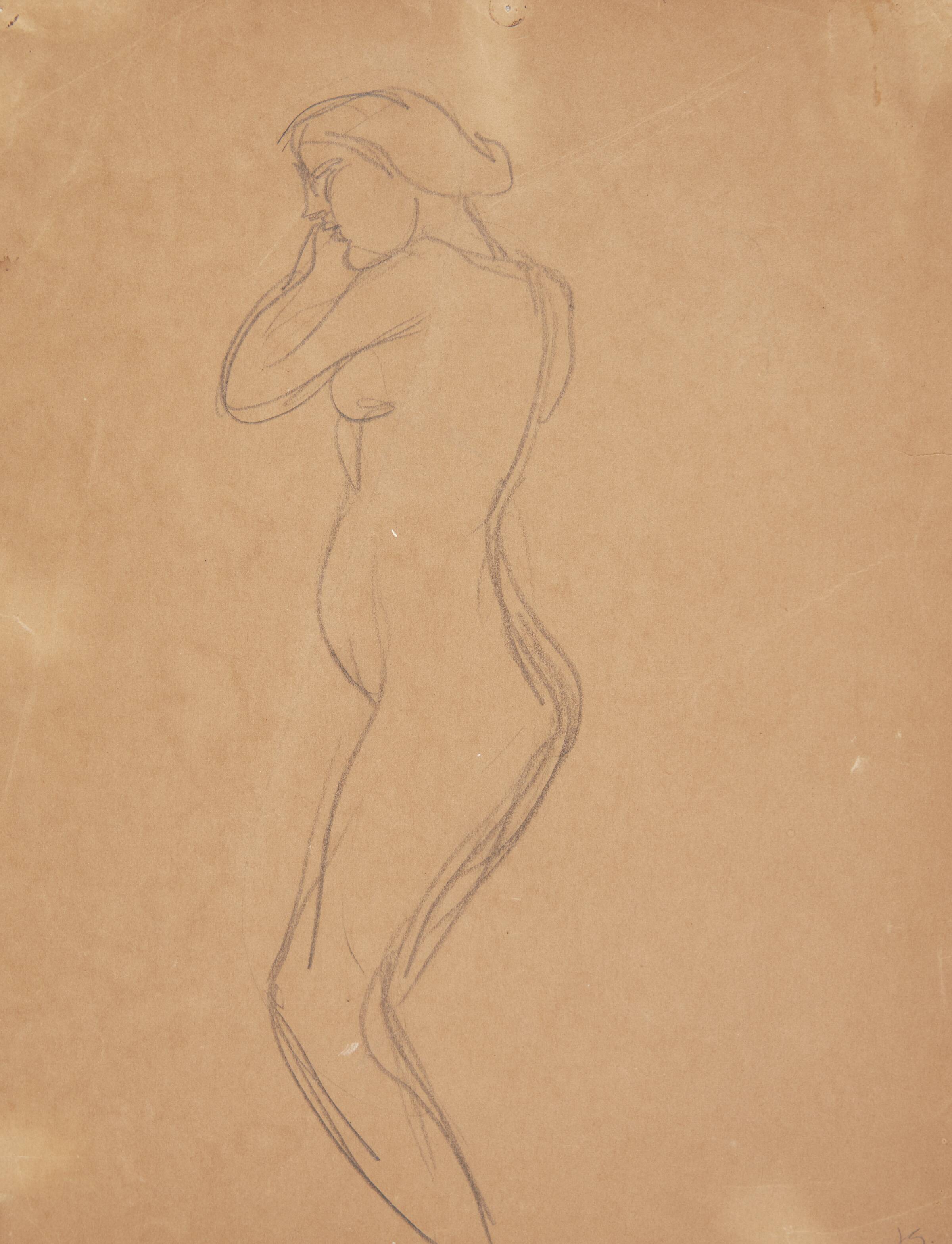 Stående kvindelig model set i profil, Харальд Гирсинг, 1881-1927