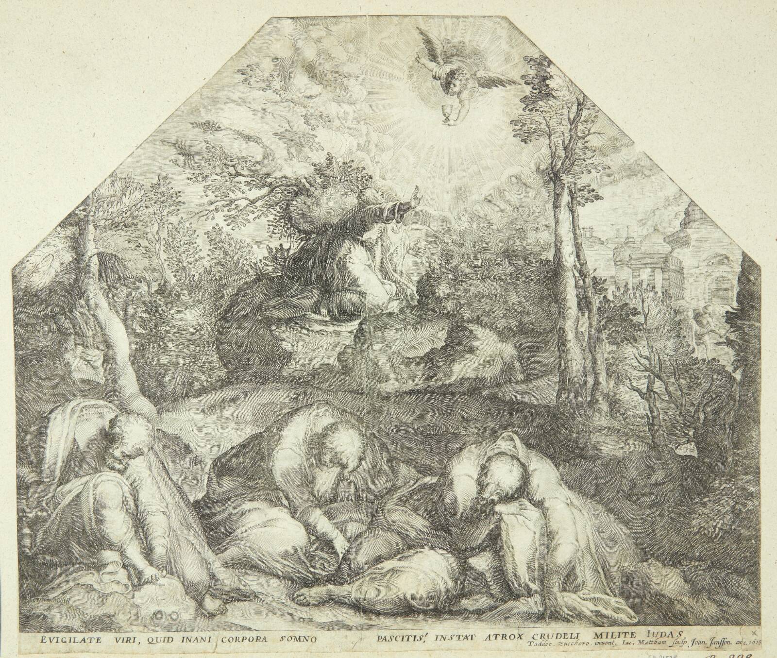 Jesus i Getsemane have, Jacob Matham, 1615