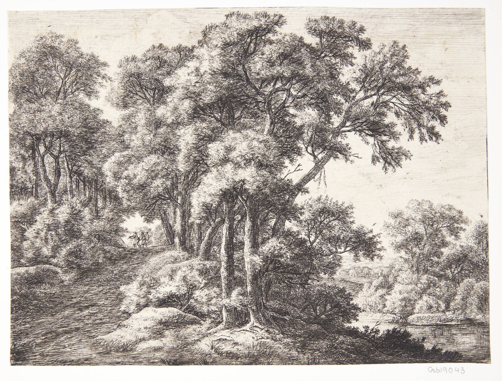 Skovvej ved en flod, Anthonie Waterloo, 1610-1690