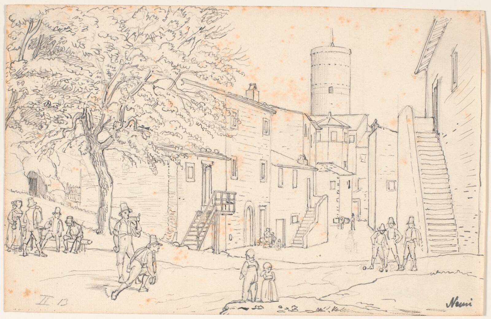 Torvet i Nemi, Wilhelm Marstrand, 1837