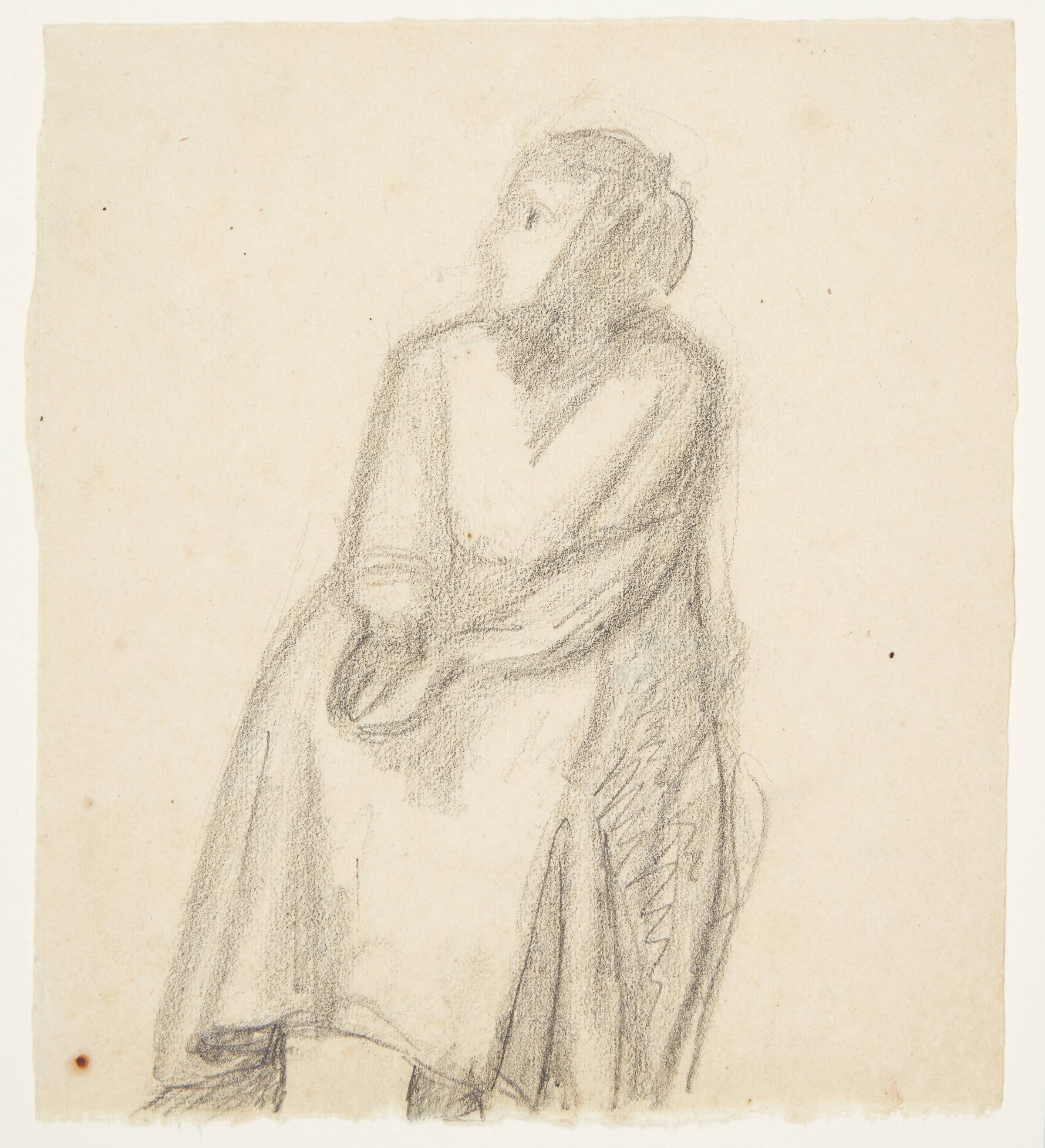 Siddende kvinde med hænderne i skødet, Olivia Holm-Møller, 1890-1946