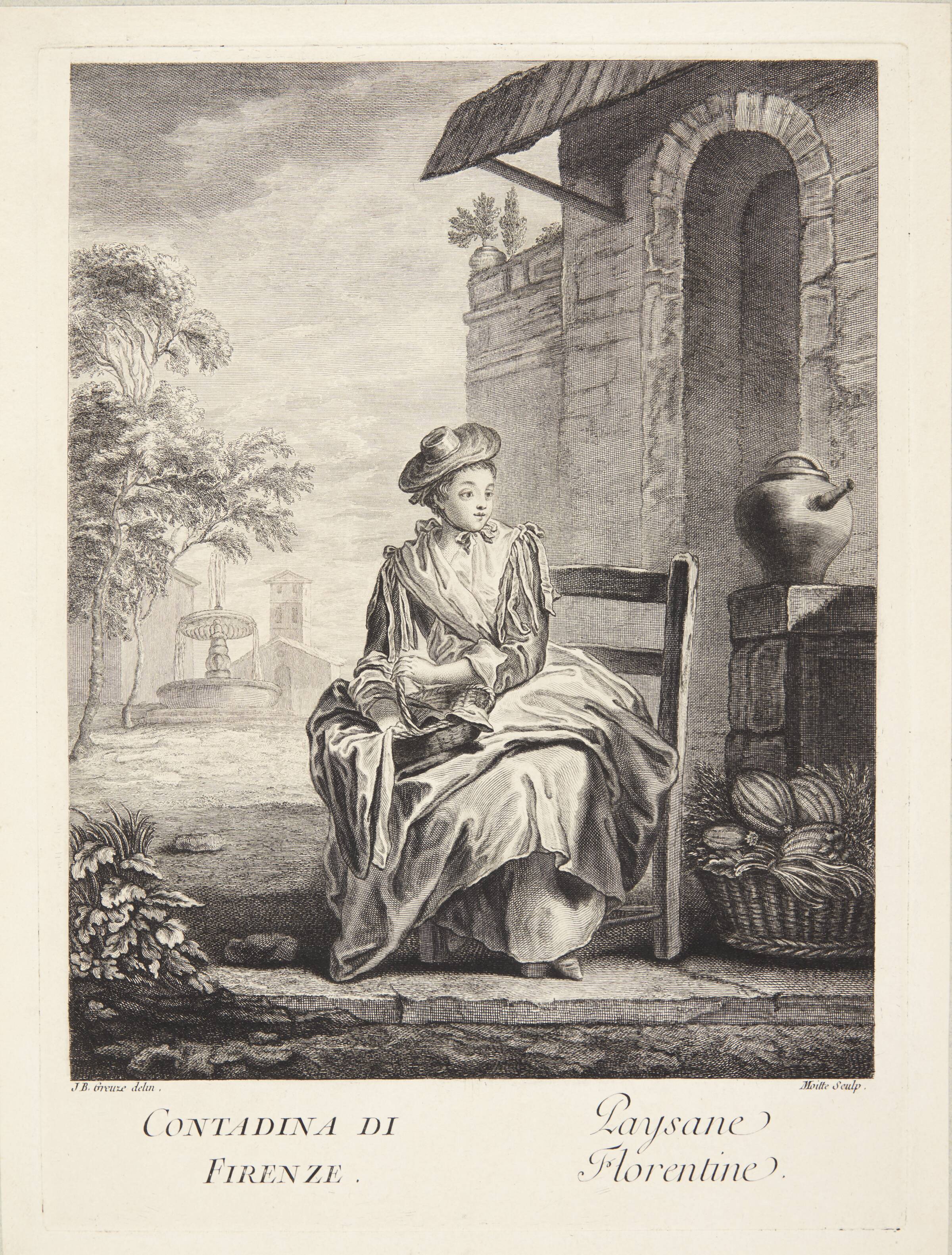 Bondepige fra Firenze (Paysane Florentine), Pierre Etienne Moitte, 1760-1769