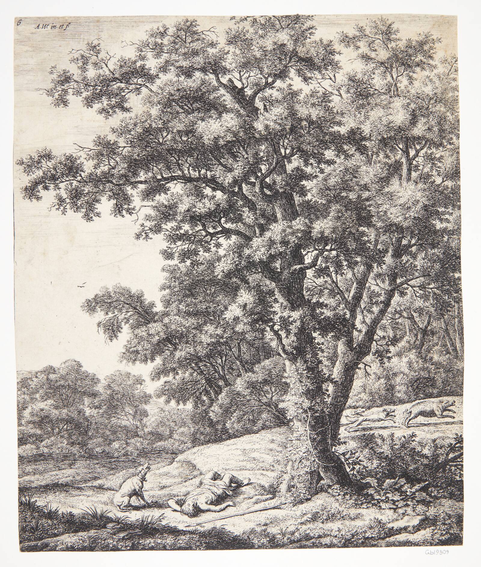 Adonis' død, Anthonie Waterloo, 1610-1690