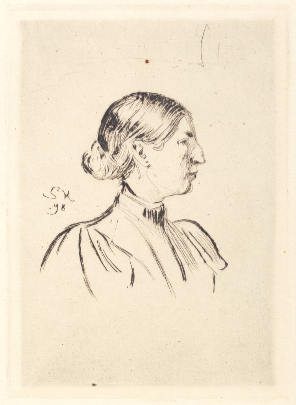 Portræt af Anna Ancher, profil by P.S. Krøyer