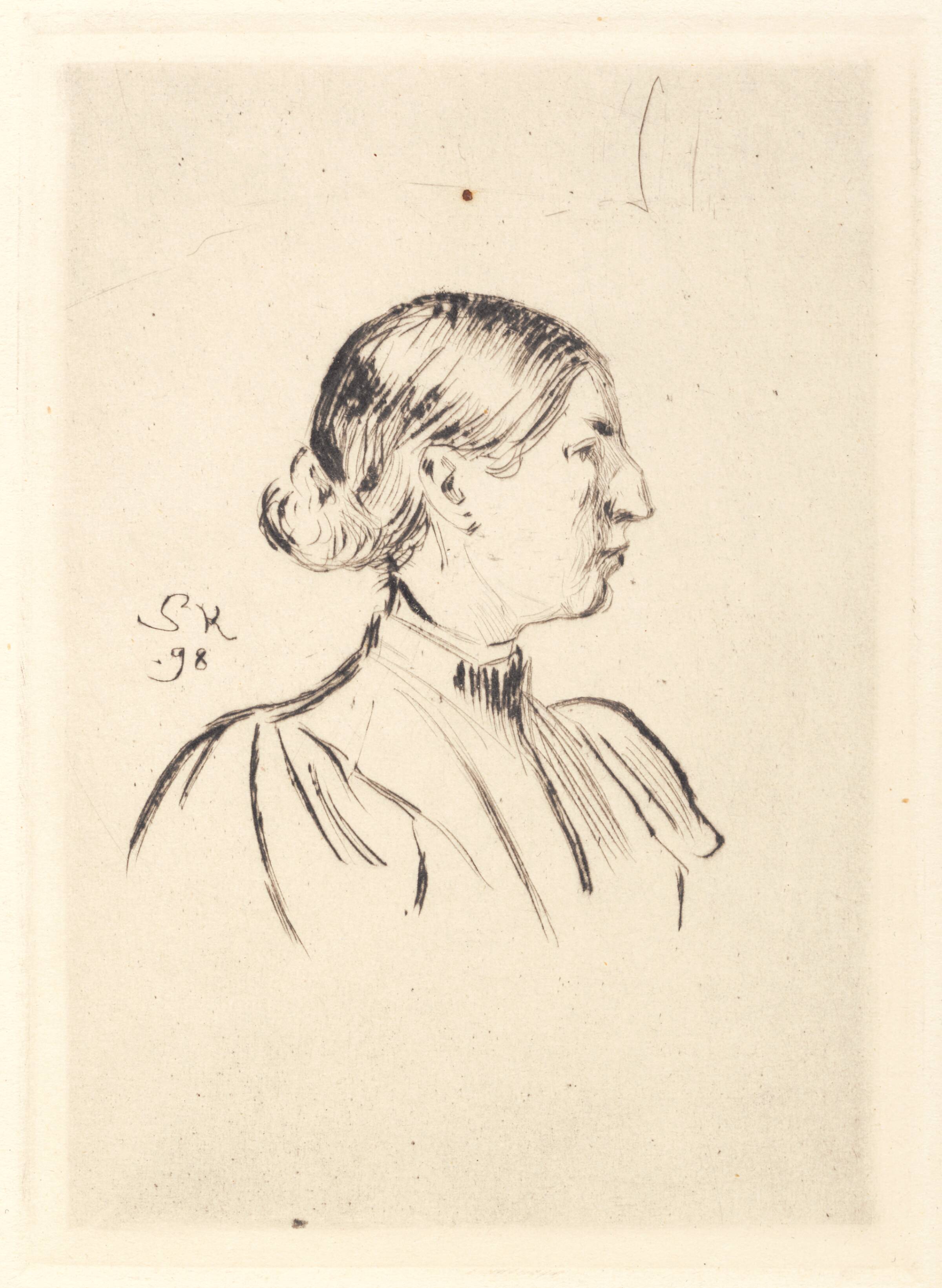 Portræt af Anna Ancher, profil, P.S. Krøyer, 1898