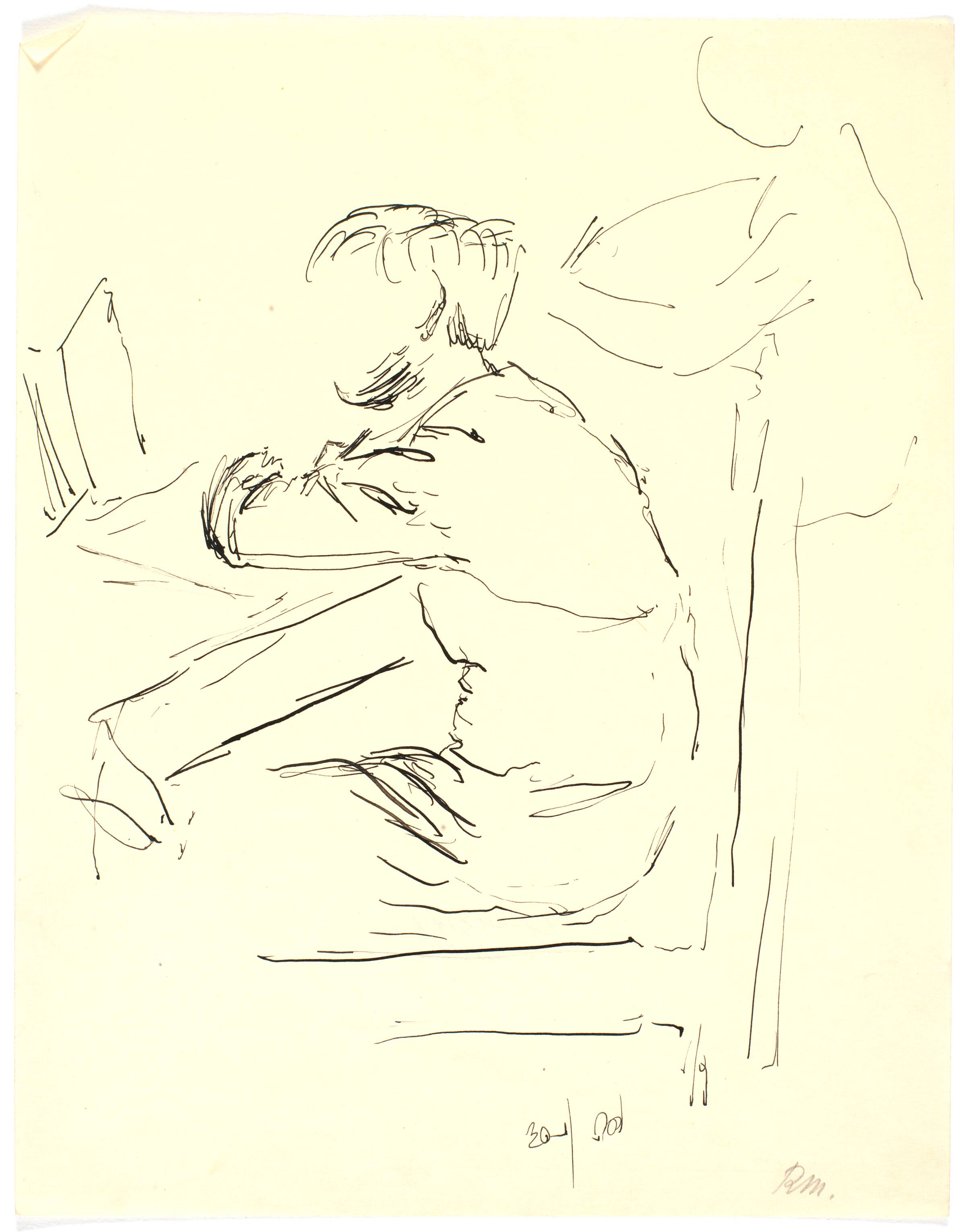 Kunstnerens bror Otto, kaldet Mads, læsende ved et bord, Richard Mortensen, 1930