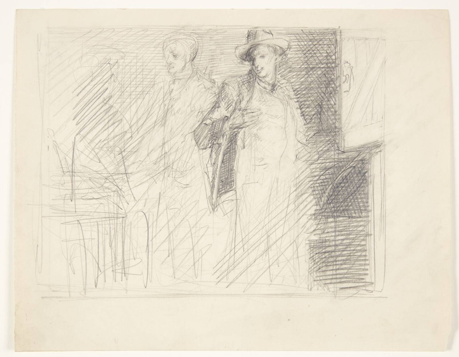 To mænd i interiør, Aksel Jørgensen, 1930-1949
