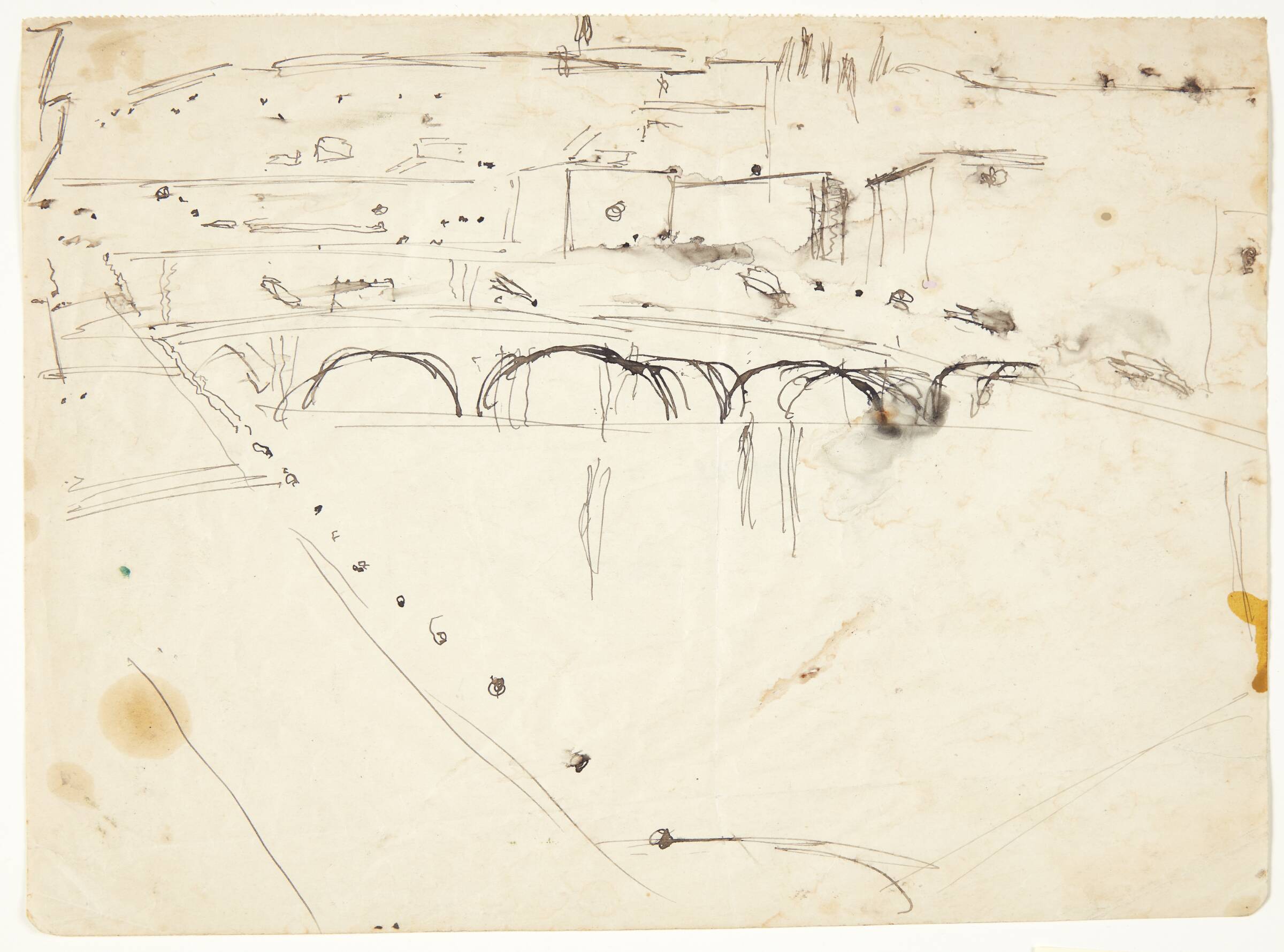 Udsigt fra et vindue ved Lungarnoen over floden mod Santo Spirito og San Miniatohøjderne, Firenze, Edvard Weie, 1923-1924