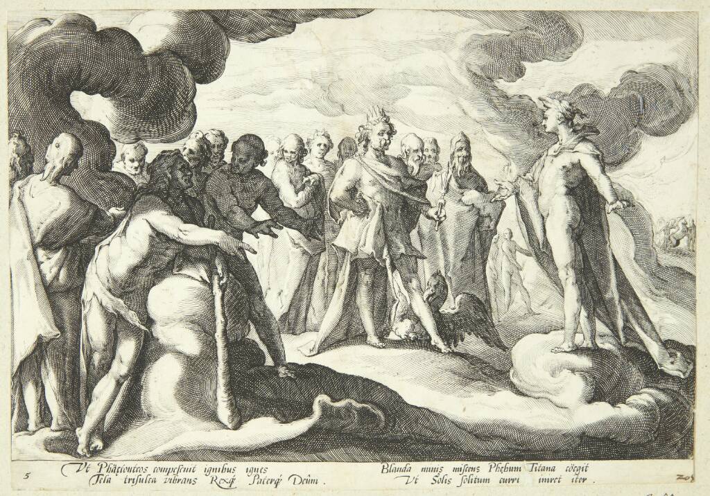Jupitor og guderne beder Helios om at genoptage kontrollen over solvognen
