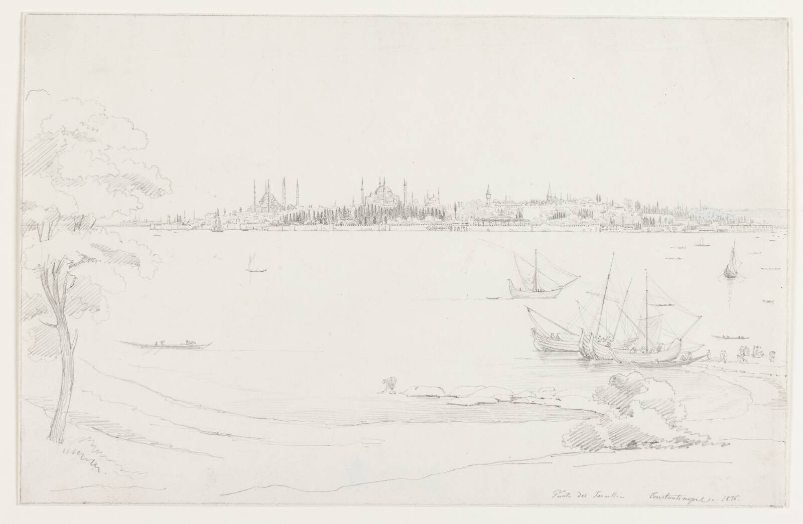 Udsigt mod Konstantinopel, Martinus Rørbye, 1836
