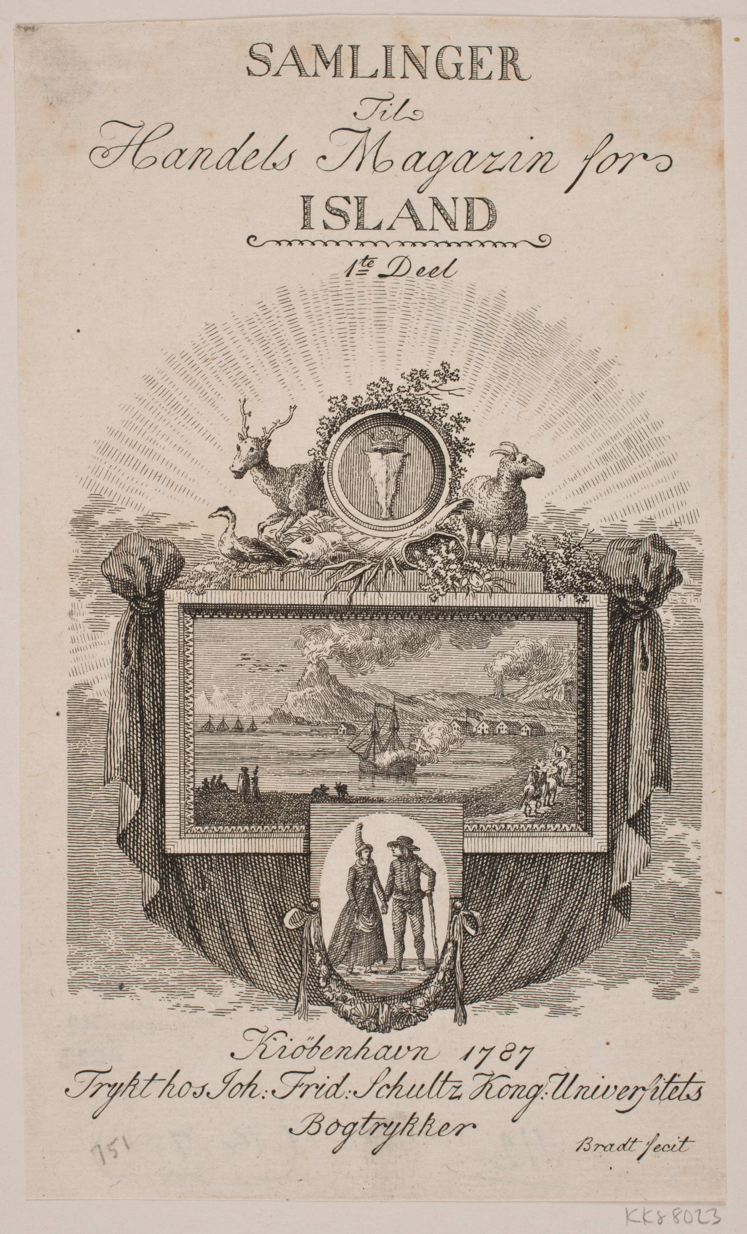 Titelblad til "Handelsmagazin for Island", 1. del, Bradt, F.L., 1787