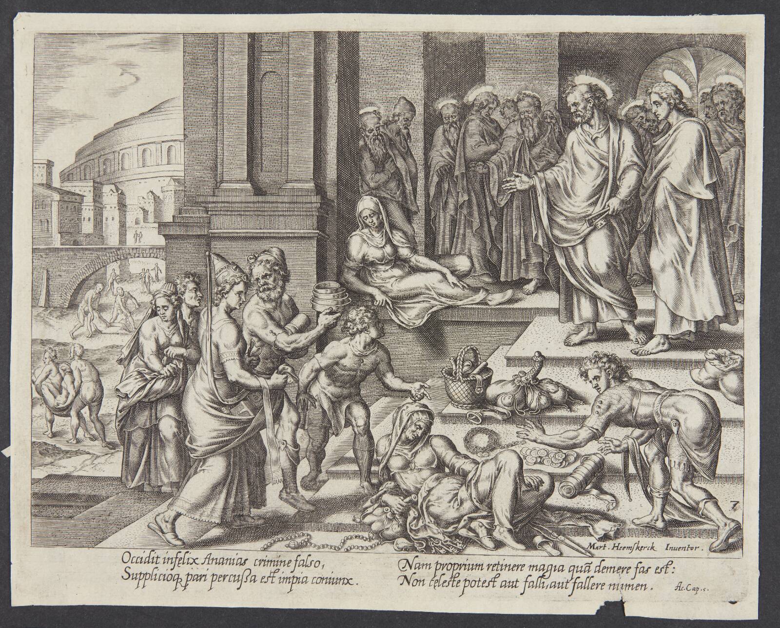 Safiras død, Philips Galle, 1575