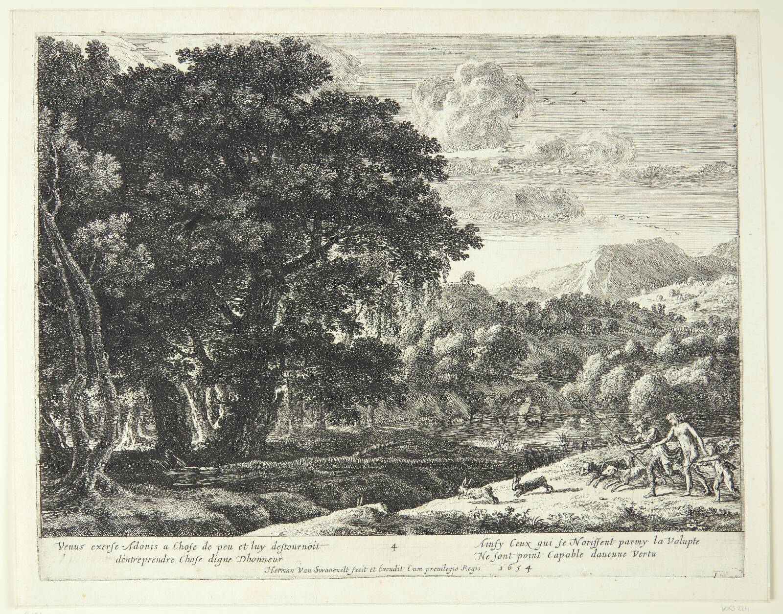 Venus og Adonis jager, Herman van Swanevelt, 1654