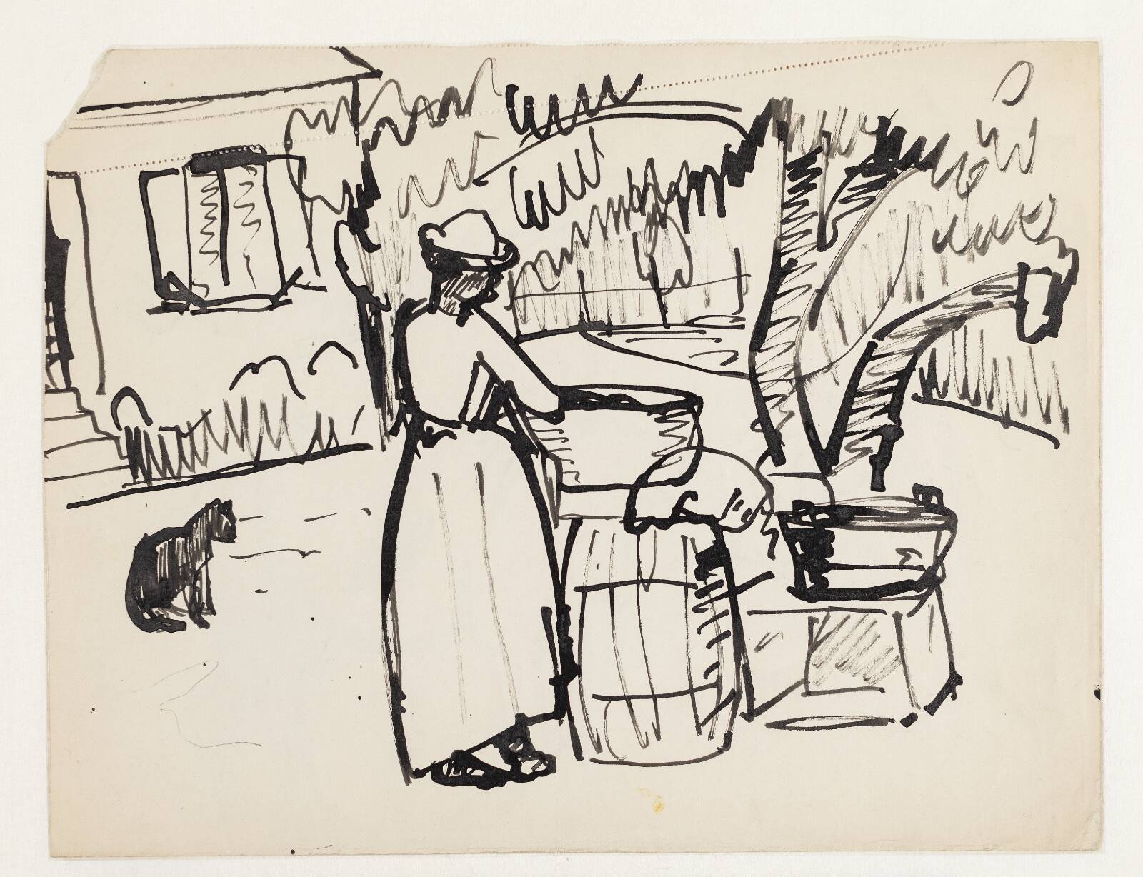 En kvinde, som vasker tøj, Astrid Holm, 1876-1937