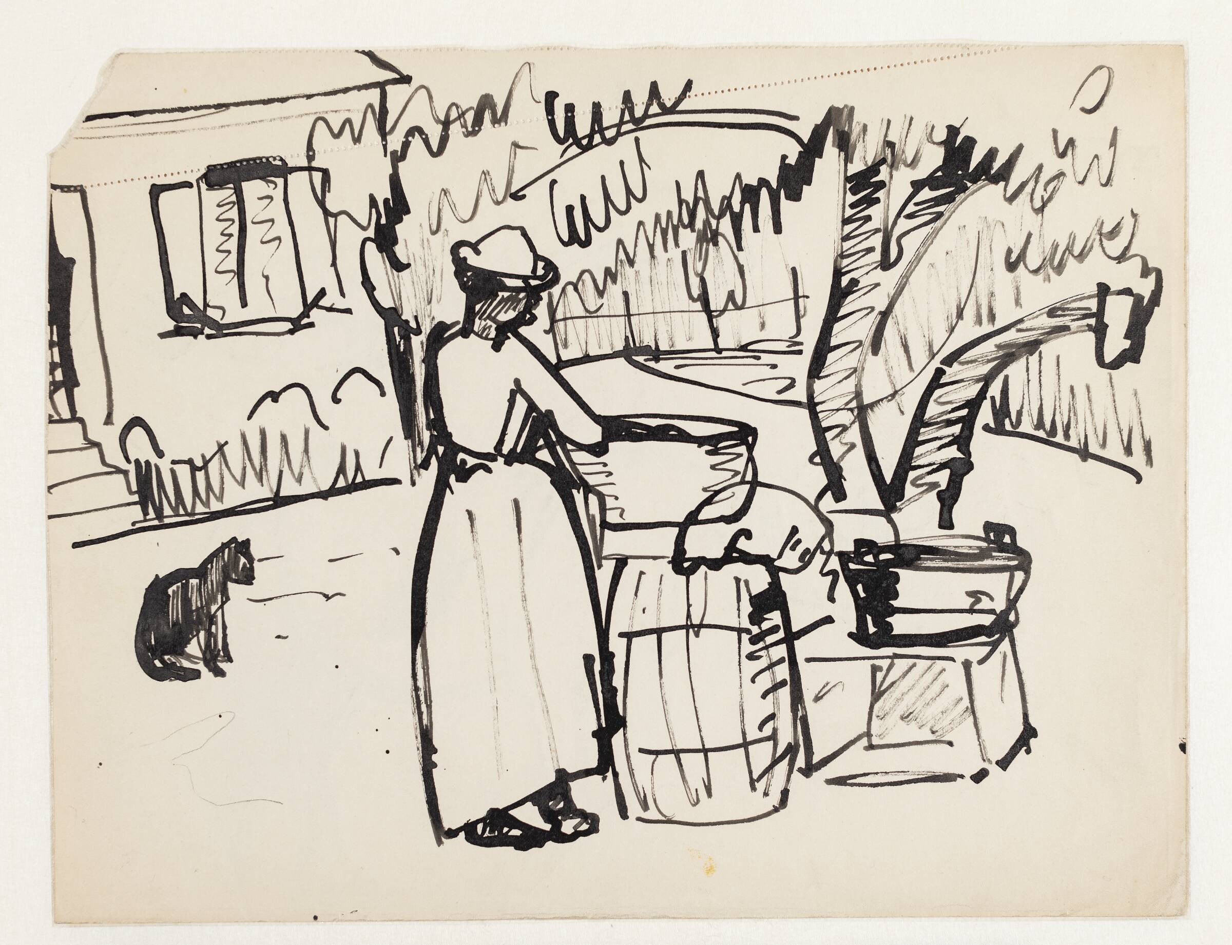 En kvinde, som vasker tøj, Astrid Holm, 1876-1937